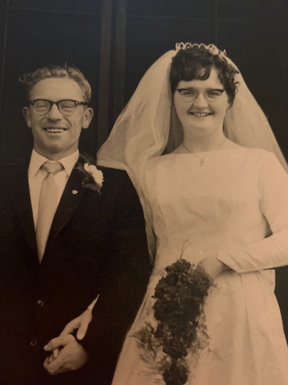 The late Sean Maguire pictured with his wife Bridie on their wedding day.