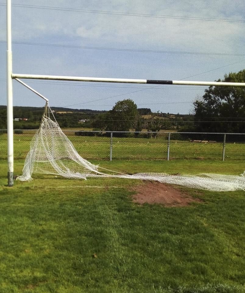 Damage was caused to a set of goals at Páirc na hEirne, the grounds of Erne Gaels. 