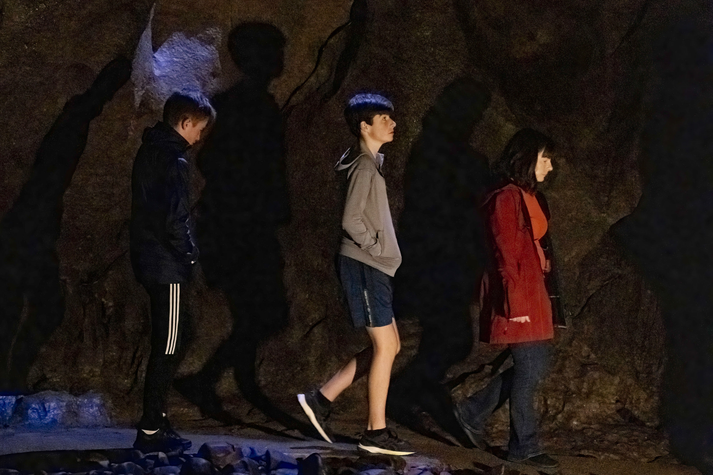 Making their way through the caves.