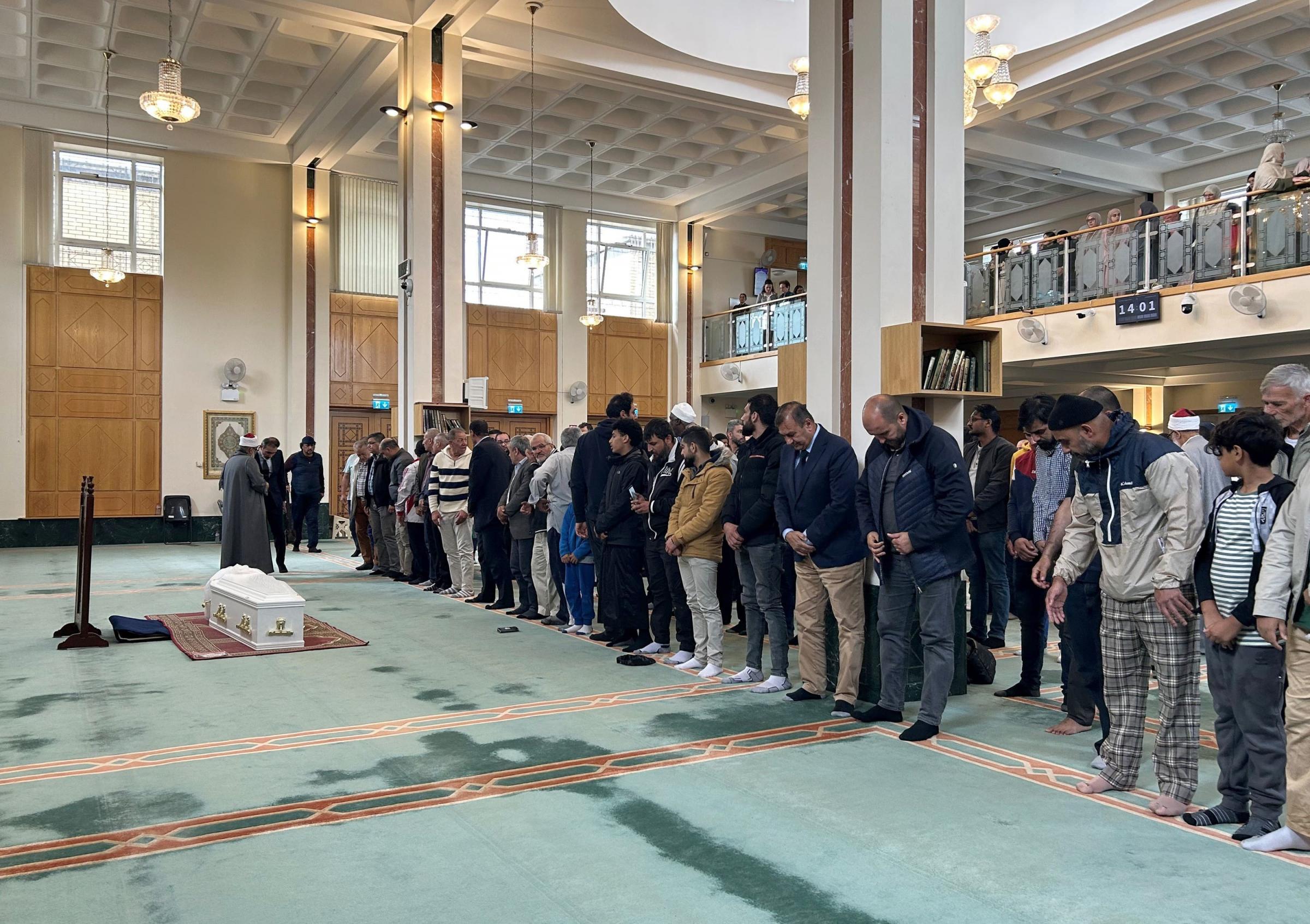 A prayer service for Dlava Mohamed at the Islamic Cultural Centre in Dublin (Cillian Murphy/PA).